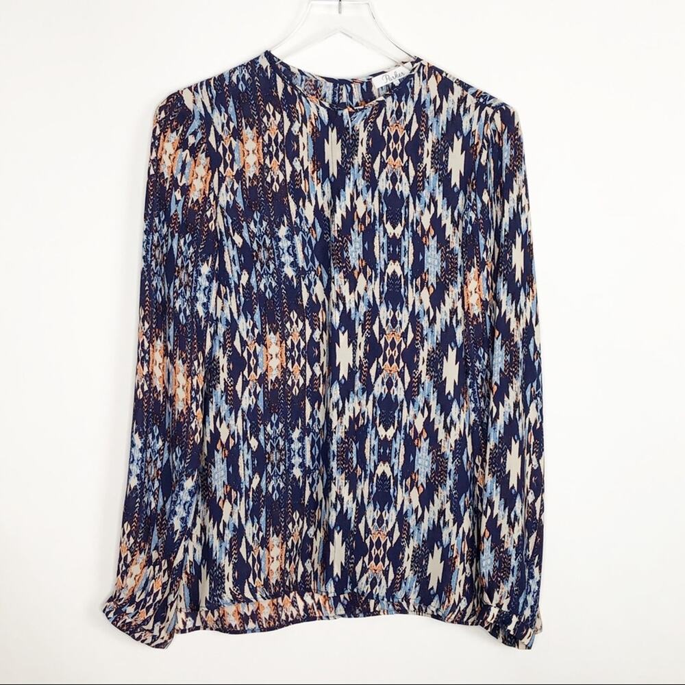 Parker 100% Silk Printed Long Sleeve Blouse Large